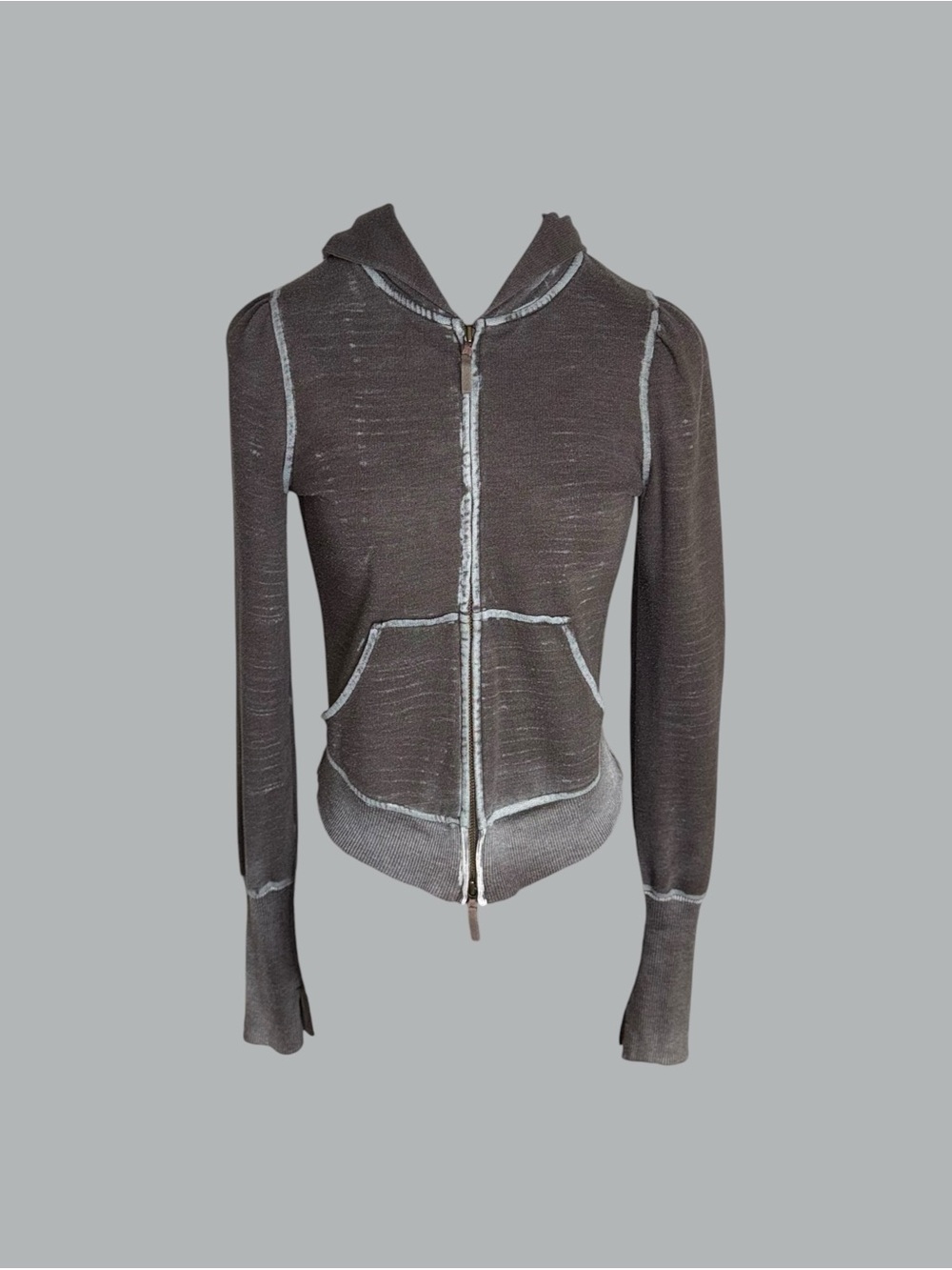 Free People Women’s Gray Hooded Zip Front Jacket